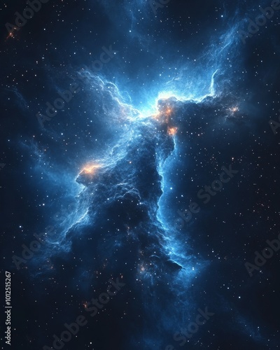 Wallpaper Mural Stunning view of a vibrant, blue cosmic nebula with glowing highlights and vast starry backdrop. Torontodigital.ca