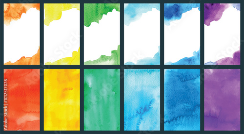 Big set of bright vector colorful watercolor background for poster, brochure or flyer