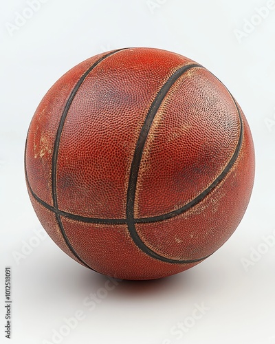 Close-up of a worn basketball showcasing texture and vintage appeal.