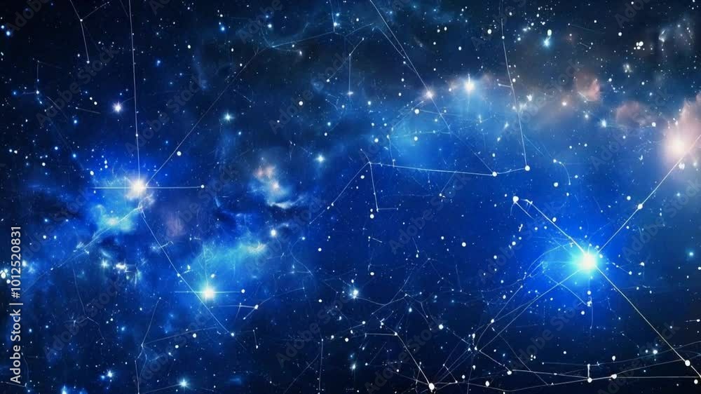 A cosmic scene featuring stars, galaxies, and a web-like structure of light. A cosmic scene featuring stars, galaxies, and a web-like structure of light.