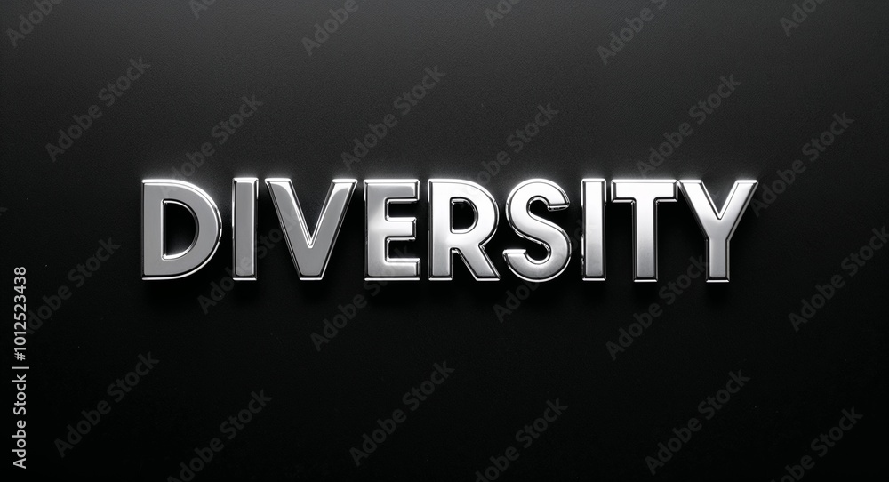 diversity silver shining shiny solid metallic lettering on plain black background diversity silver shining shiny solid metallic lettering on plain black background