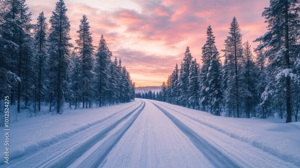 Snowy Road at Sunset Snowy Road at Sunset
