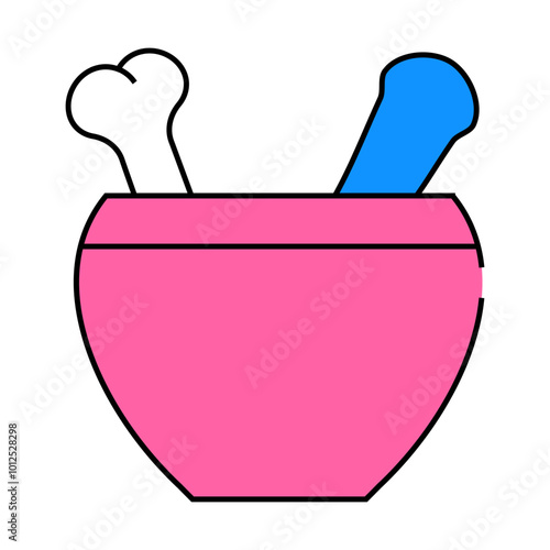 mortar with bone line icon vector. mortar with bone sign. isolated symbol illustration