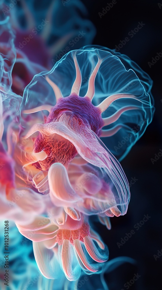Obraz premium Abstract Cellular Structure: A Microscopic Journey