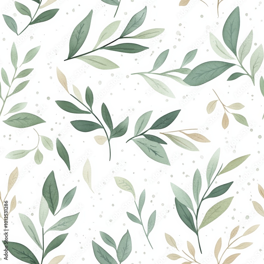 Seamless botanical pattern featuring green leaves on a light background. Ideal for nature-inspired projects and wallpaper designs. Seamless botanical pattern featuring green leaves on a light background. Ideal for nature-inspired projects and wallpaper designs.