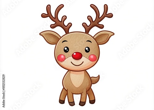 Cute Christmas Reindeer Silhouette with Smiling Face on White Background for Holiday Decor