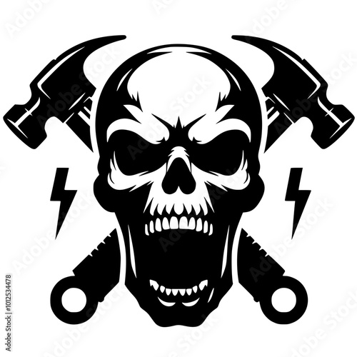 Motorcycle gang skull silhouette