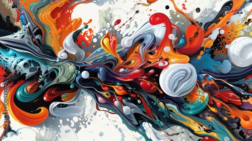 Vibrant Abstract Colorful Fluid Art Design