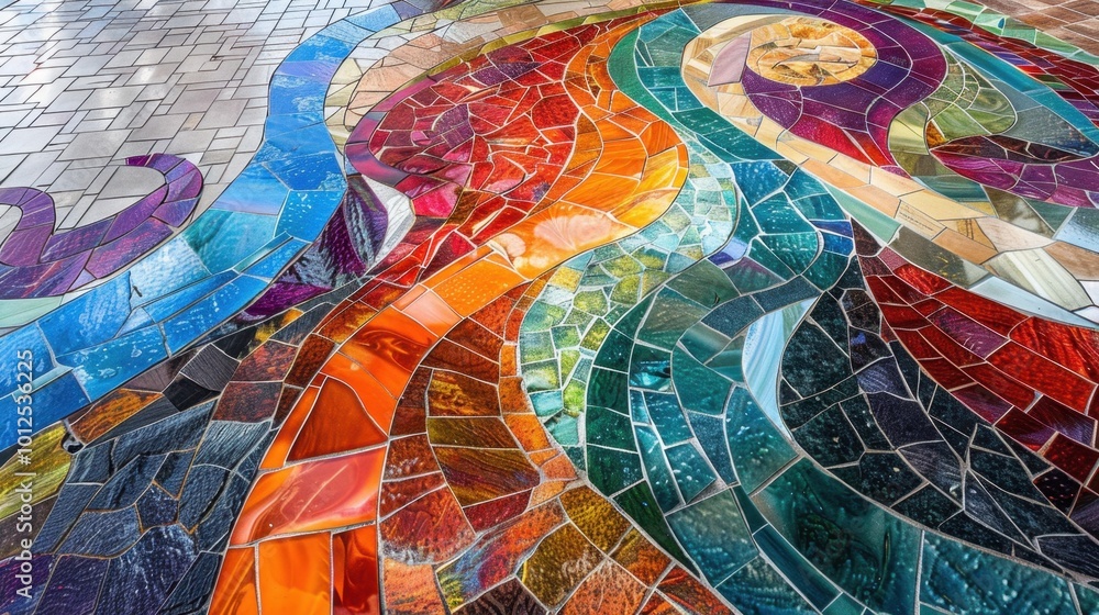 Vibrant Mosaic Art with Colorful Tile Patterns Vibrant Mosaic Art with Colorful Tile Patterns