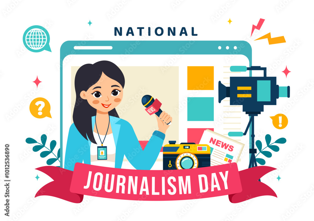 National Journalism Day Vector Illustration Recognizing and ...
