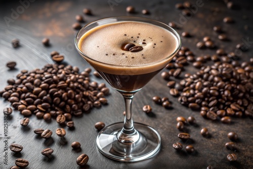 Wallpaper Mural Espresso martini with coffee beans on dark background Torontodigital.ca