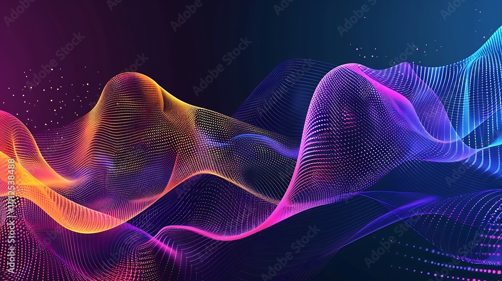 Fototapeta premium Abstract Digital Wave with Neon Color Scheme