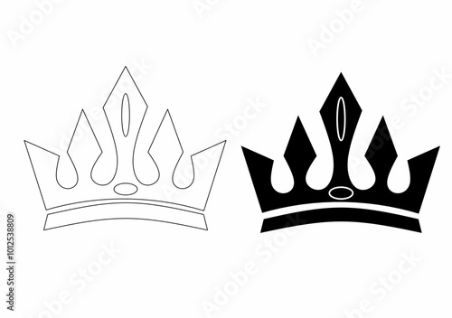 This image showcases the sleek outline of the crown, emphasizing its elegant curves and points. The minimalist design conveys grandeur and sophistication, creating a graceful silhouette.