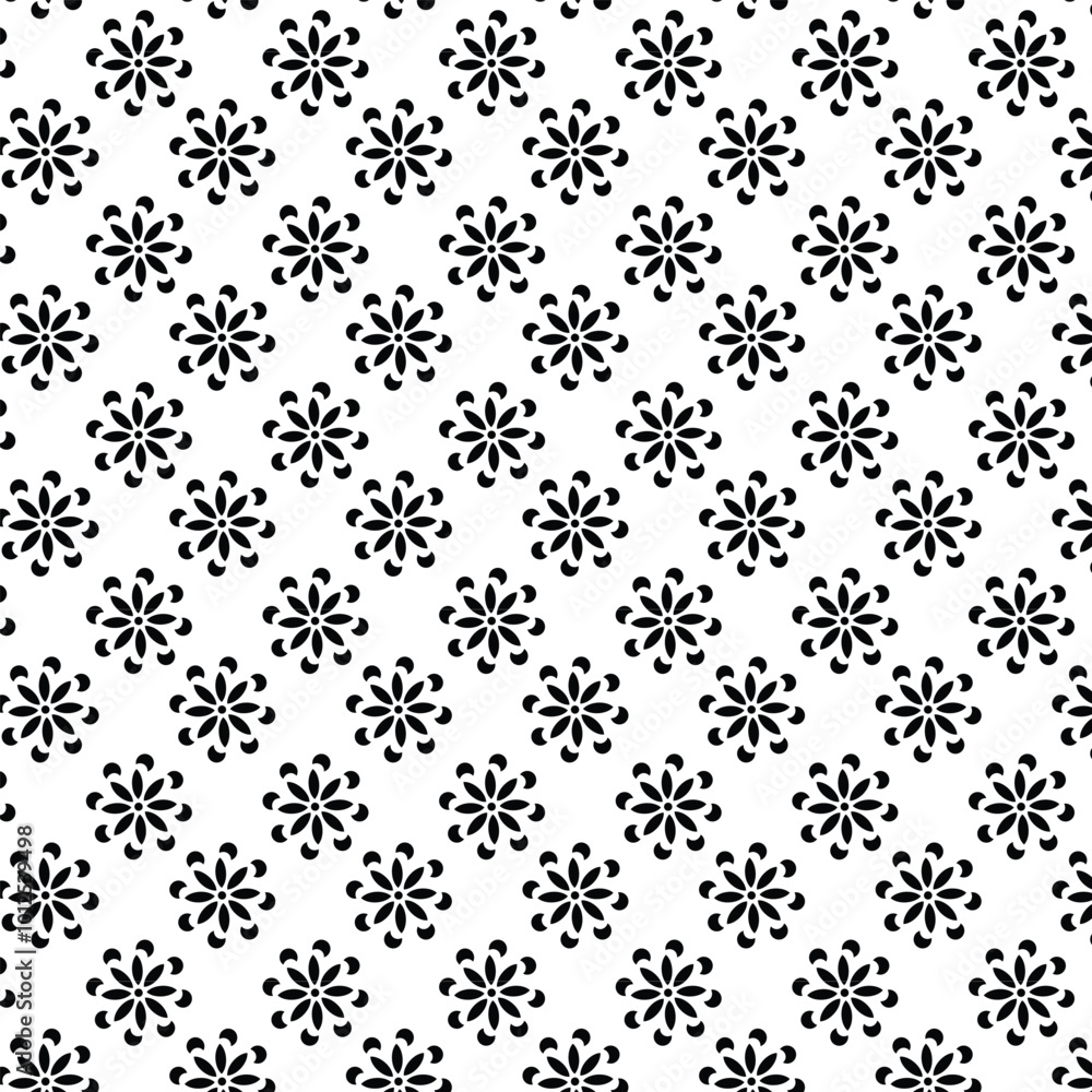 Geometric floral set of seamless patterns. Black and white vector backgrounds. Geometric floral set of seamless patterns. Black and white vector backgrounds.