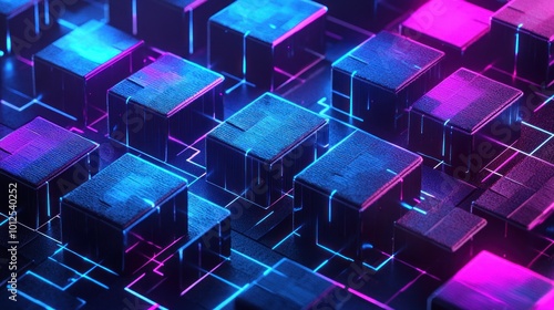 Abstract Neon Cubes