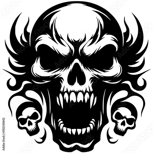 Motorcycle gang skull silhouette