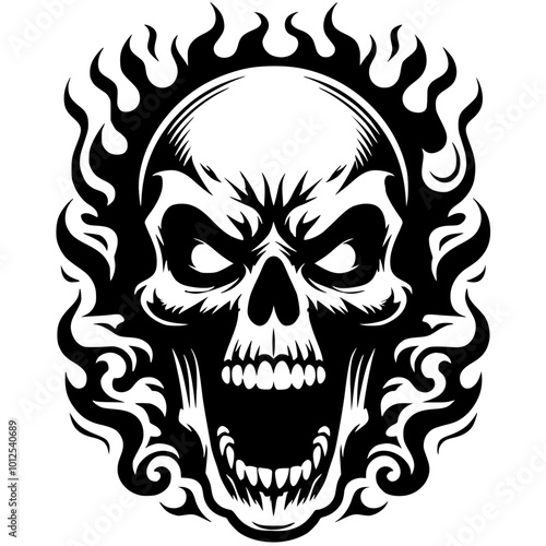 Motorcycle gang skull silhouette