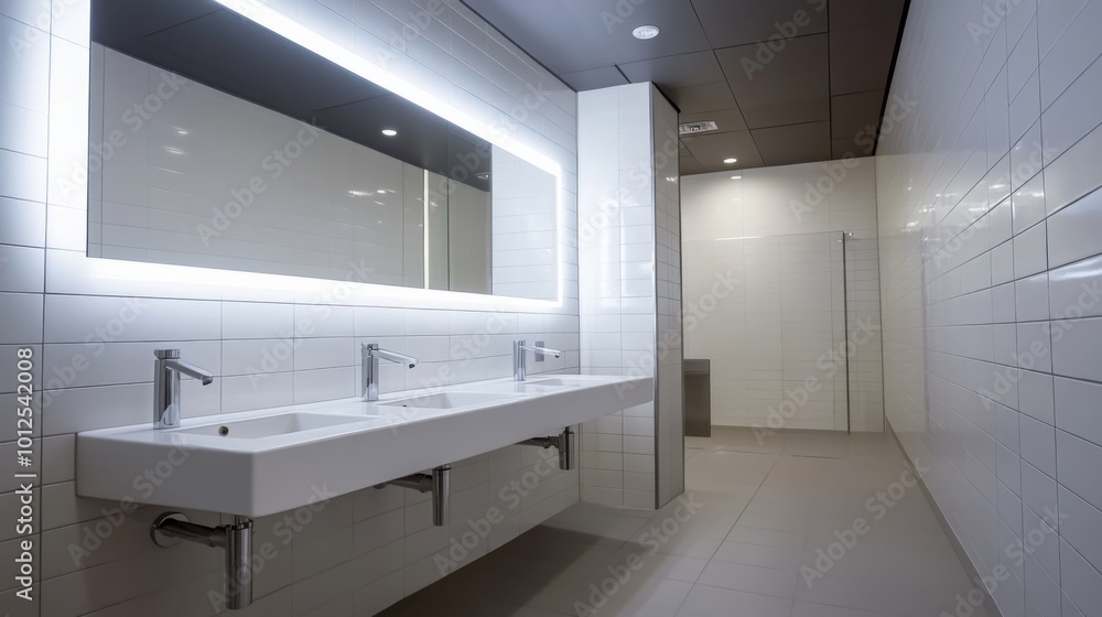 Modern White Bathroom with Double Sink and Mirror Modern White Bathroom with Double Sink and Mirror