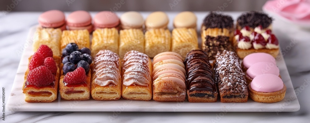 Assortment of Delectable Mini Desserts on a Platter, Exquisite Pastries, Gourmet Treats, Fine Dining, Elegant Presentation, Sweet Delights, French Pastries, Bakery, Afternoon Tea, Party Treats Assortment of Delectable Mini Desserts on a Platter, Exquisite Pastries, Gourmet Treats, Fine Dining, Elegant Presentation, Sweet Delights, French Pastries, Bakery, Afternoon Tea, Party Treats