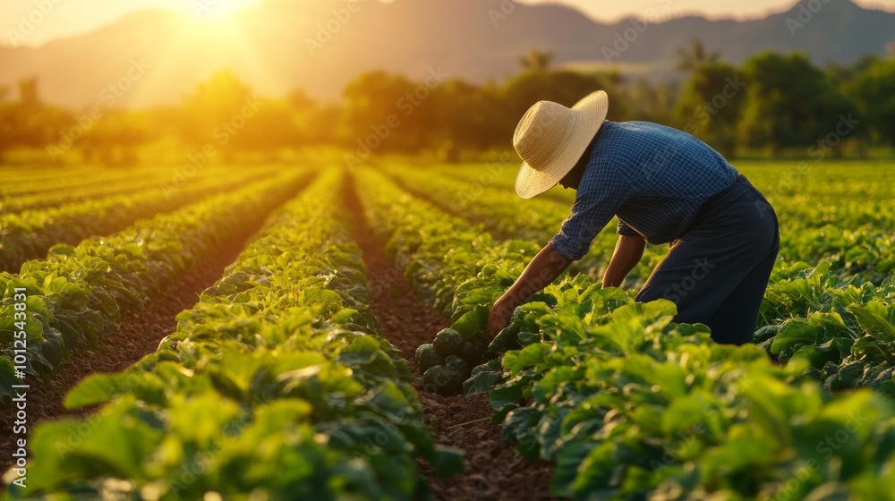 Fototapeta premium Lush Green Fields of Sustainable Vegetable Farming