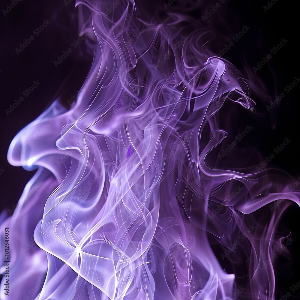 Fototapeta premium Purple fire flames isolated on black background