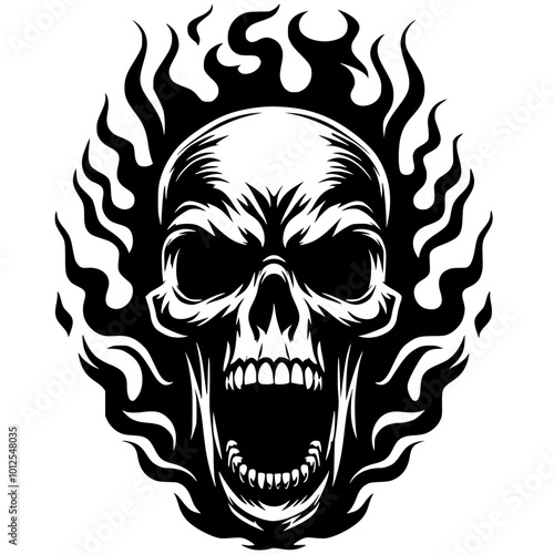 Motorcycle gang skull silhouette