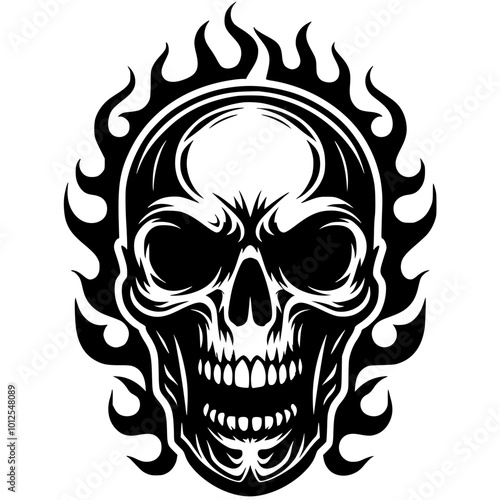 Motorcycle gang skull silhouette