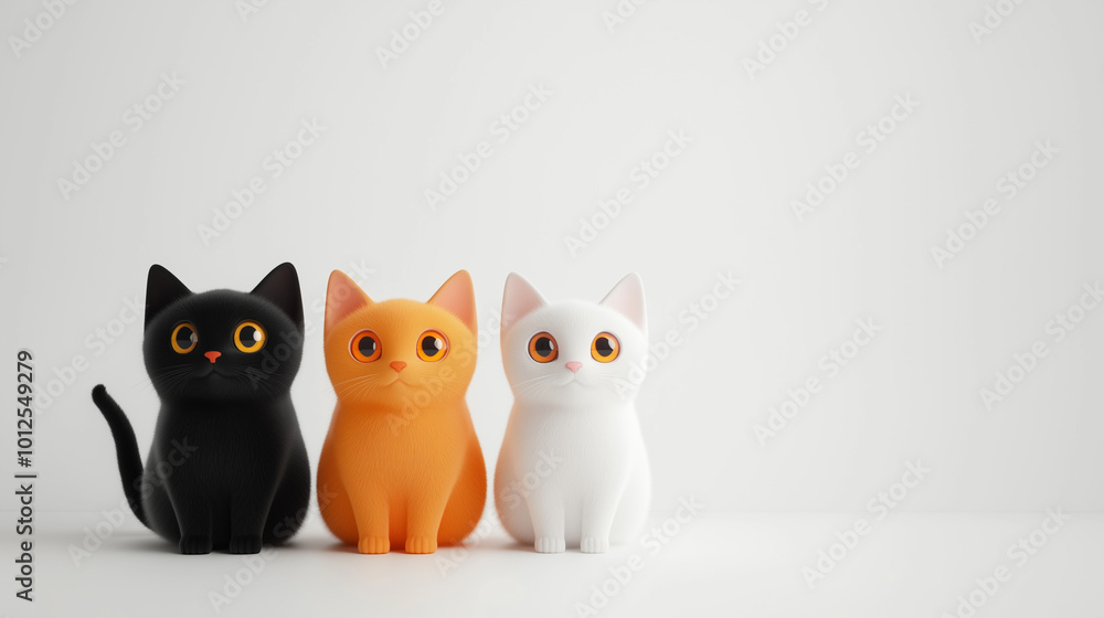3d cartoon of cat in white background, free space for text 3d cartoon of cat in white background, free space for text