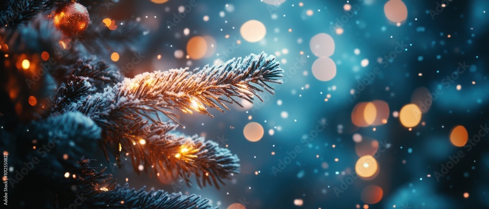 custom made wallpaper toronto digitalSnowy evening with lights on a decorated pine tree