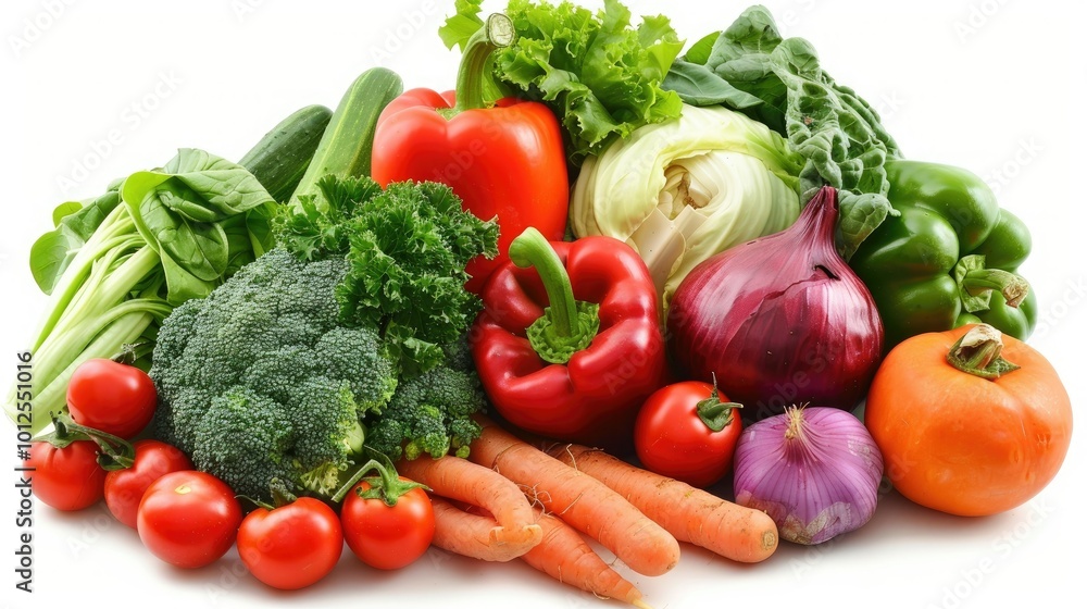 Assortment of Fresh Vegetables on White Background Assortment of Fresh Vegetables on White Background