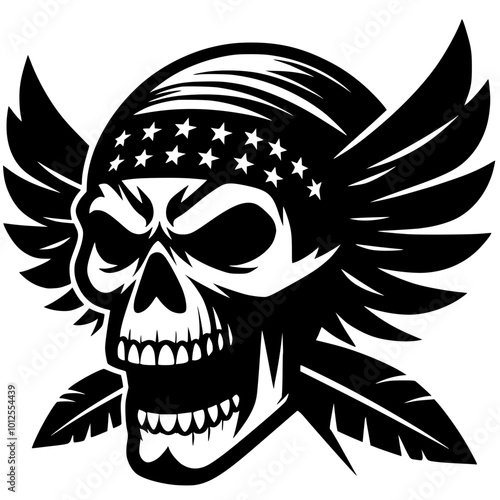 Motorcycle gang skull silhouette