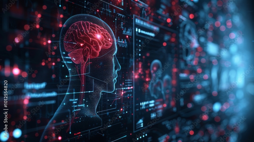 Fototapeta premium Medical innovation background with advanced medical imaging technologies and digital healthcare concepts