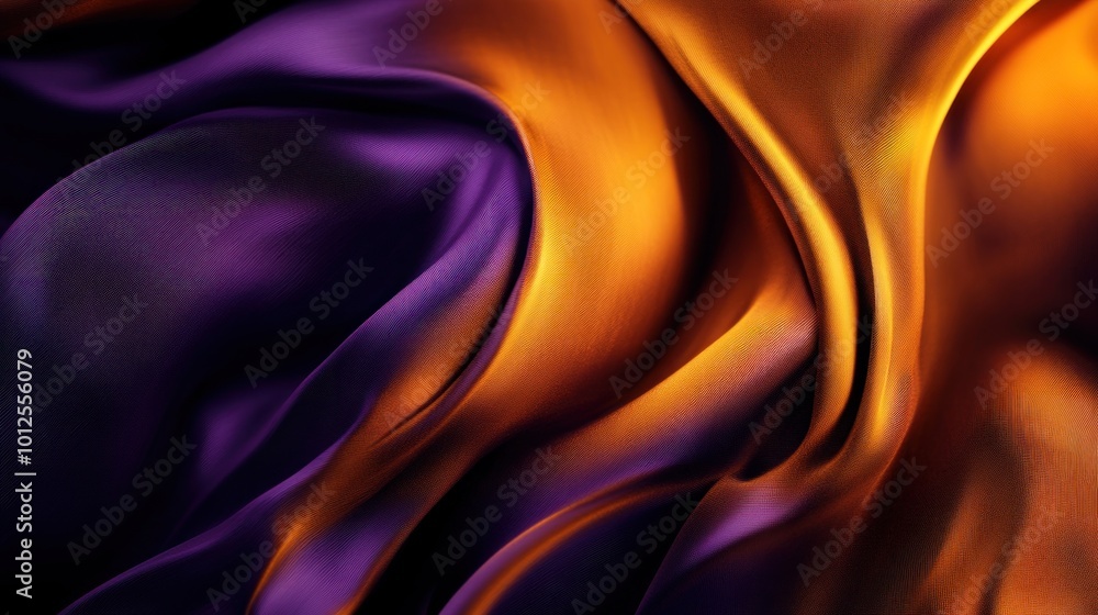 Obraz premium Abstract Silk Fabric with Purple and Orange Hues