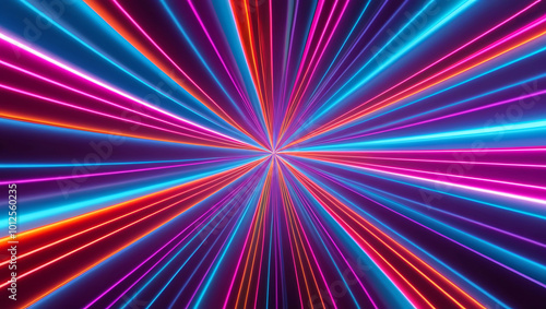 Abstract radial background with multicolored gradient vibrant neon colors .