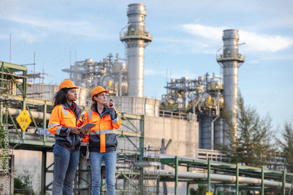 Ταπετσαρία Engineers Inspecting Operations at a Water Pumping Station with Large Pipes and