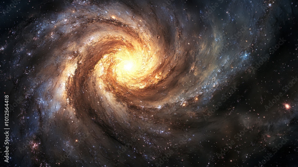 A breathtaking panorama of a spiral galaxy with swirling arms and bright star clusters, capturing the vastness of space. A breathtaking panorama of a spiral galaxy with swirling arms and bright star clusters, capturing the vastness of space.