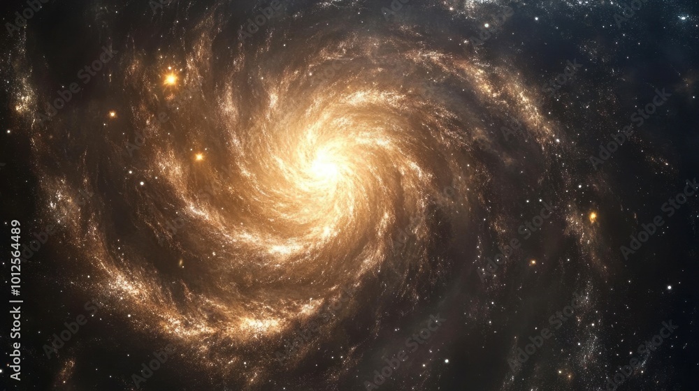A breathtaking panorama of a spiral galaxy with swirling arms and bright star clusters, capturing the vastness of space. A breathtaking panorama of a spiral galaxy with swirling arms and bright star clusters, capturing the vastness of space.