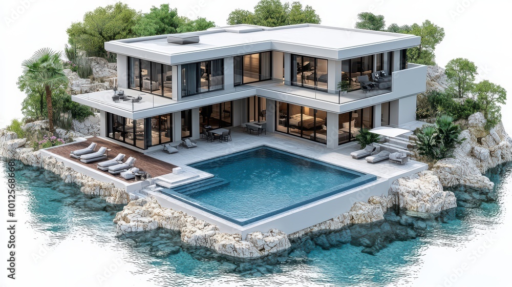 Fototapeta premium Modern Villa On Island