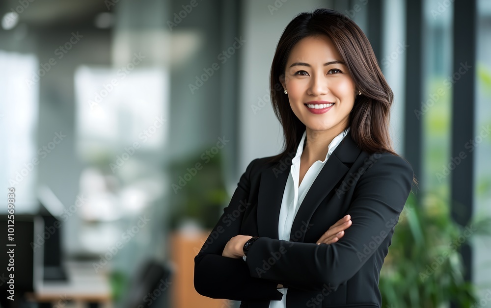 A confident woman in a professional setting, smiling with arms crossed, embodying leadership and professionalism. A confident woman in a professional setting, smiling with arms crossed, embodying leadership and professionalism.