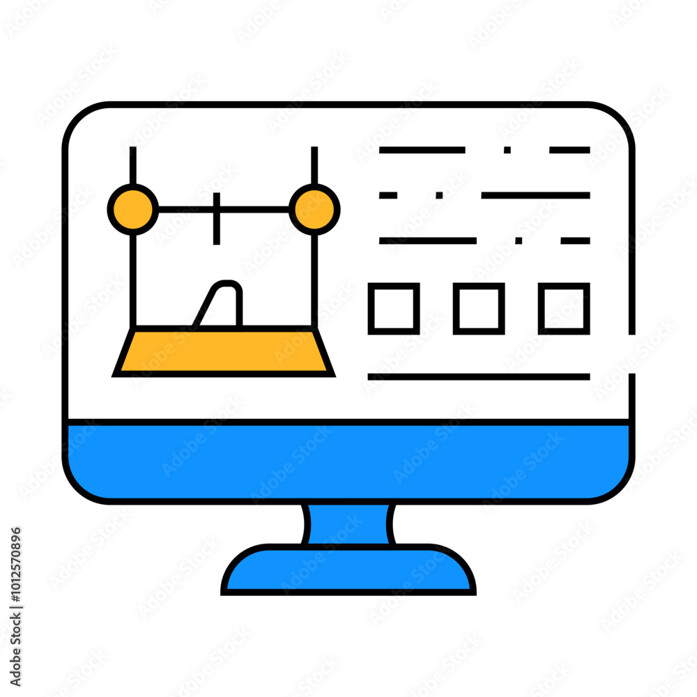 monitor with printer settings line icon vector. monitor with printer settings sign. isolated symbol illustration