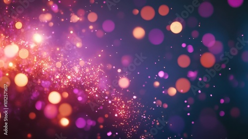 Bright glowing sparkler, purple and pink bokeh background
