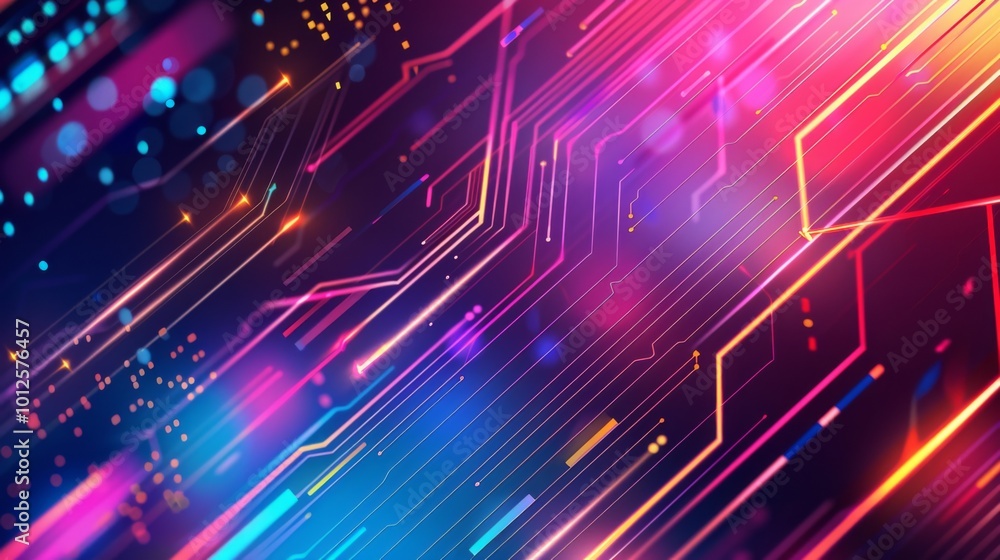 Obraz premium Digital Background for Technology: Versatile Design Featuring AI, Data, Audio, and Graphics Elements