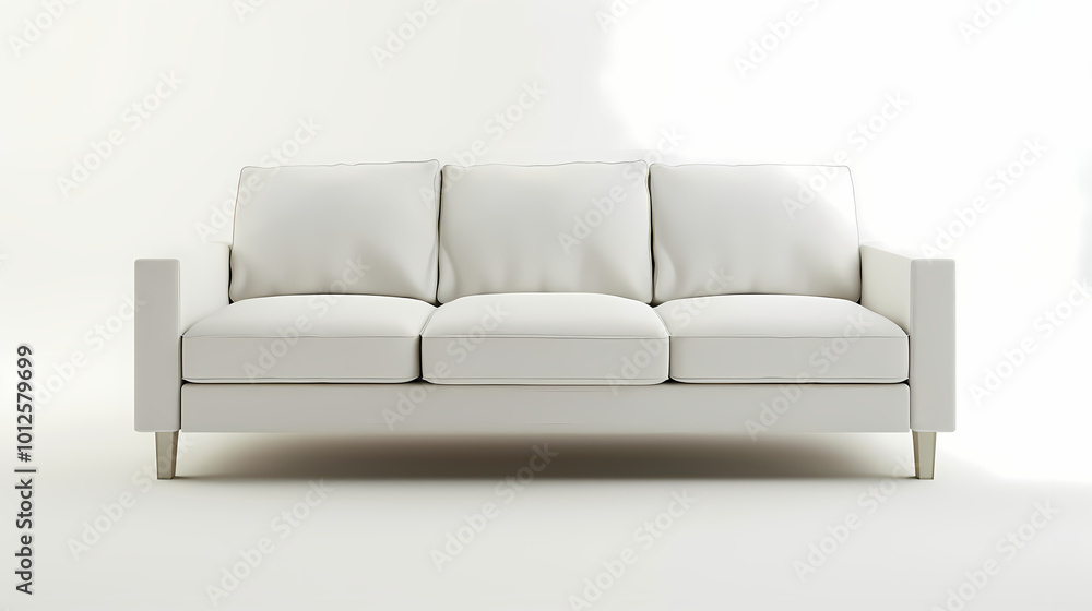Fototapeta premium An isolated leather sofa with cushions on a white background, suitable for comfortable seating in a modern home