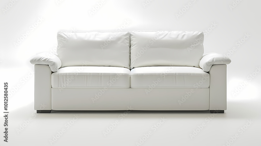 An isolated leather sofa with cushions on a white background, suitable for comfortable seating in a modern home An isolated leather sofa with cushions on a white background, suitable for comfortable seating in a modern home