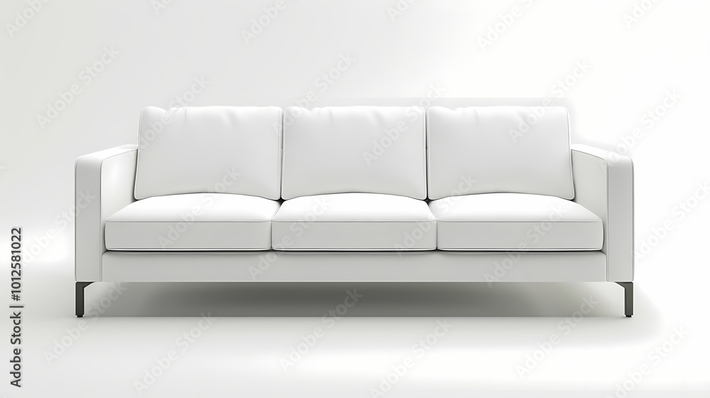 An isolated leather sofa with cushions on a white background, suitable for comfortable seating in a modern home An isolated leather sofa with cushions on a white background, suitable for comfortable seating in a modern home