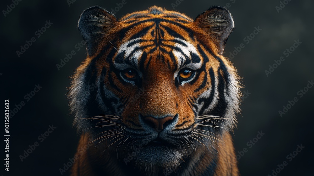 Fototapeta premium Close Up Portrait of a Tiger with Intense Eyes
