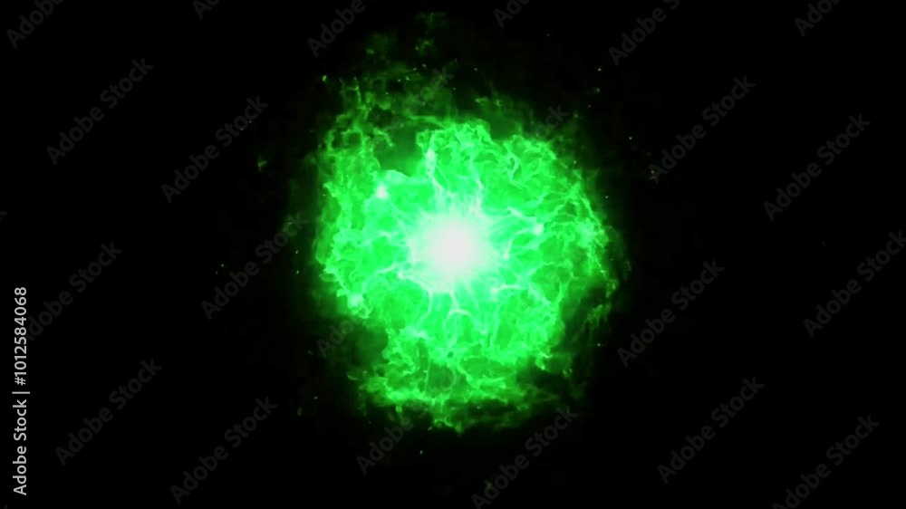 Animated green fire ball power effect isolate on black background. Animated green fire ball power effect isolate on black background.