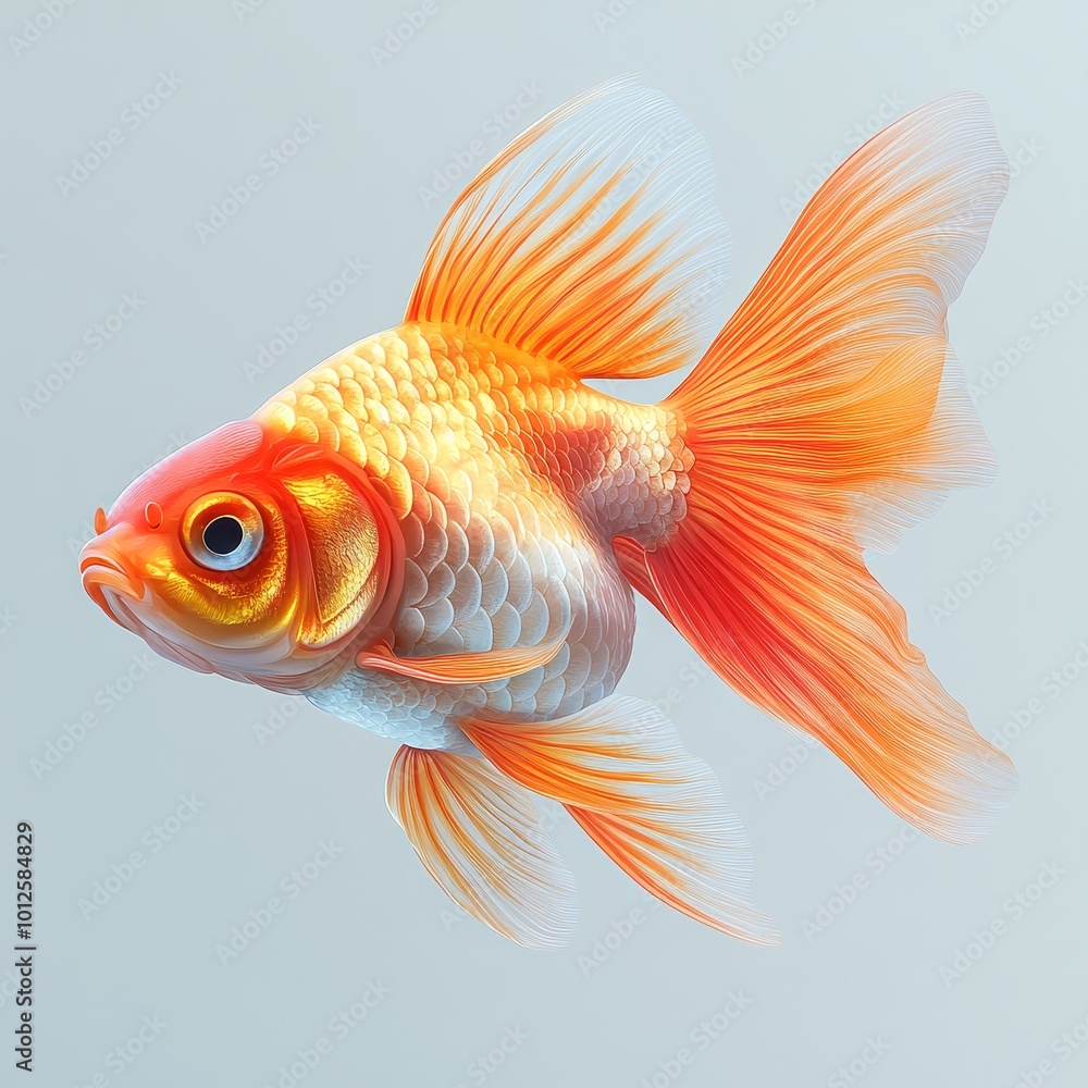 Goldfish with Orange Fins and White Scales Goldfish with Orange Fins and White Scales