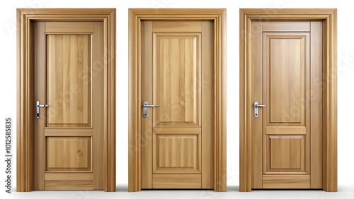 3d Realistic Rendering Wooden Front Door Designs White Background