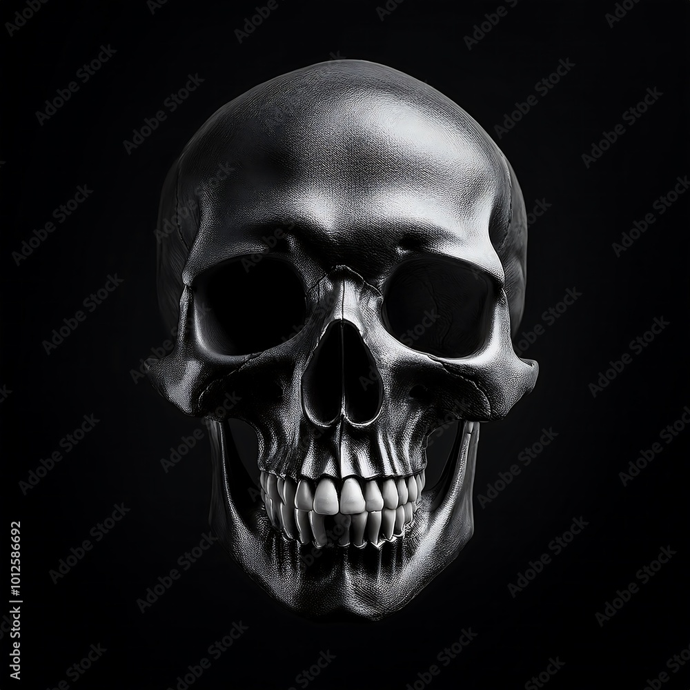 Obraz premium Halloween Day- spooky skull on black background